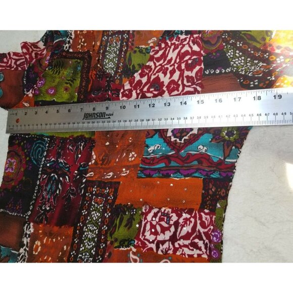 Alberto Makali Women V-Neck Patchwork Top Medium Multicolor Long Sleeve Pullover - Picture 4 of 5